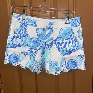 Blue and White Lilly Pulitzer Scalloped Shorts